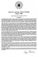 Proclamation by George H. W. Bush for National American Indian Heritage Month