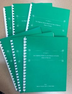 Green spiral bound booklets