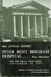 cover page featuring the front entrance to Peter Bent Brigham Hospital