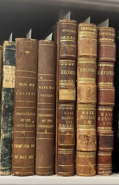 Row of old books