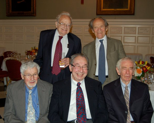 David Potter, David Hubel, Torsten Wiesel, Ed Furshpan, and Ed Kravitz recreate the photo again, in old age