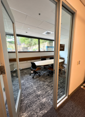 Photo looking into a new study room on L1 at Countway Library