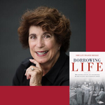 Headshot of Shelley Fraser Mickle next to an image of the book cover "Borrowing Life"