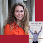 Headshot of Dr. Sara Houston with the cover image of her book, Dancing with Parkinson's