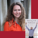 Headshot of Dr. Sara Houston next to the cover of her book, Dancing with Parkinsons