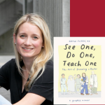 Headshot of Grace Farris, MD next to her book See One, Do One, Teach One.