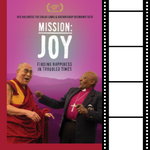 Promotional image of "Mission: Joy" documentary next to a film strip.