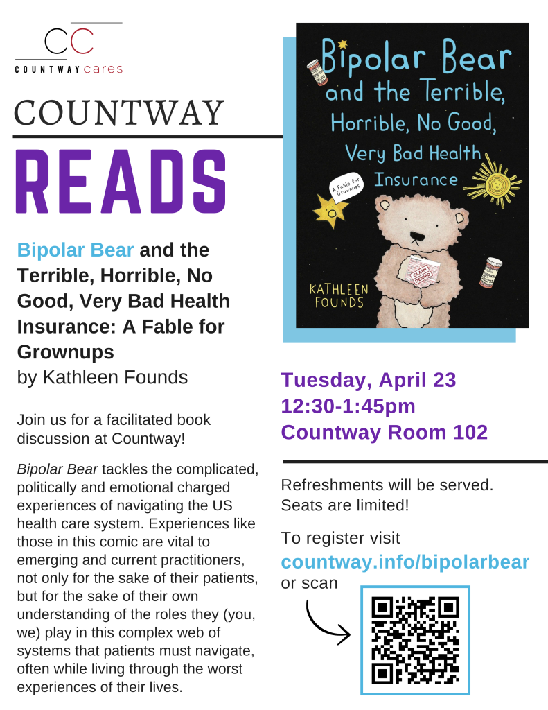 Promotional flyer for Countway Reads: Bipolar Bear. See accessible version at the end of this page for details.