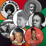 Several circular images of famous Black Americans.