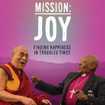 Promotional image from the film "Mission: JOY" featuring His Holiness the Dalai Lama and Archbishop Tutu.