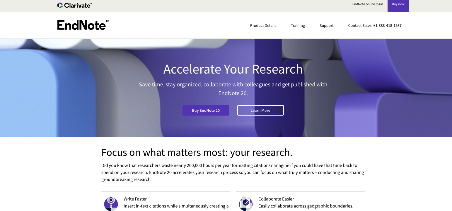 endnote.com homepage