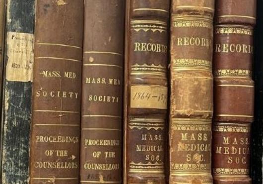 Row of old books
