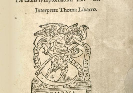First page of De differentijs symptomatum[...], 1528, by Claudii Galeni Pergameni. 