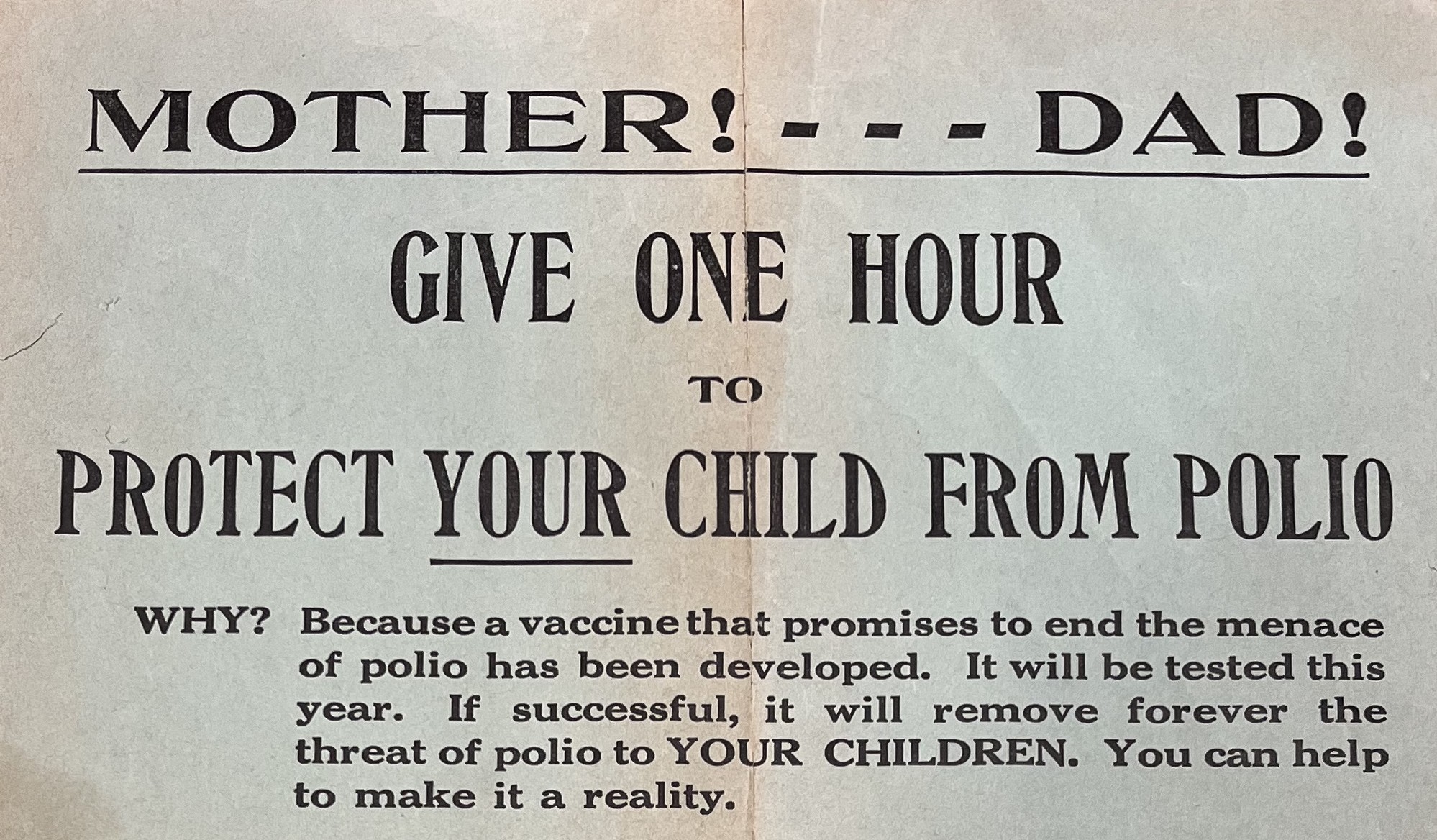 Mothers' March against Polio Flyer