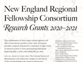 Poster announcing that the New England Regional Fellowship Consortium is accepting applications until February 1, 2020