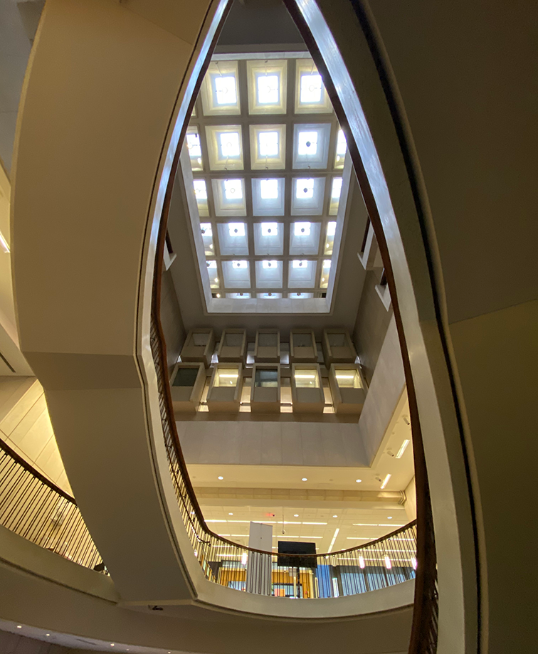skylights in the ceiling of Countway Library