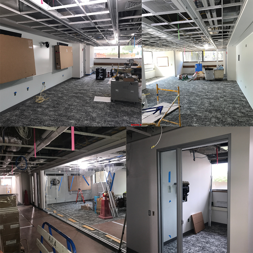 collage of L1 spaces in the final stages of renovation