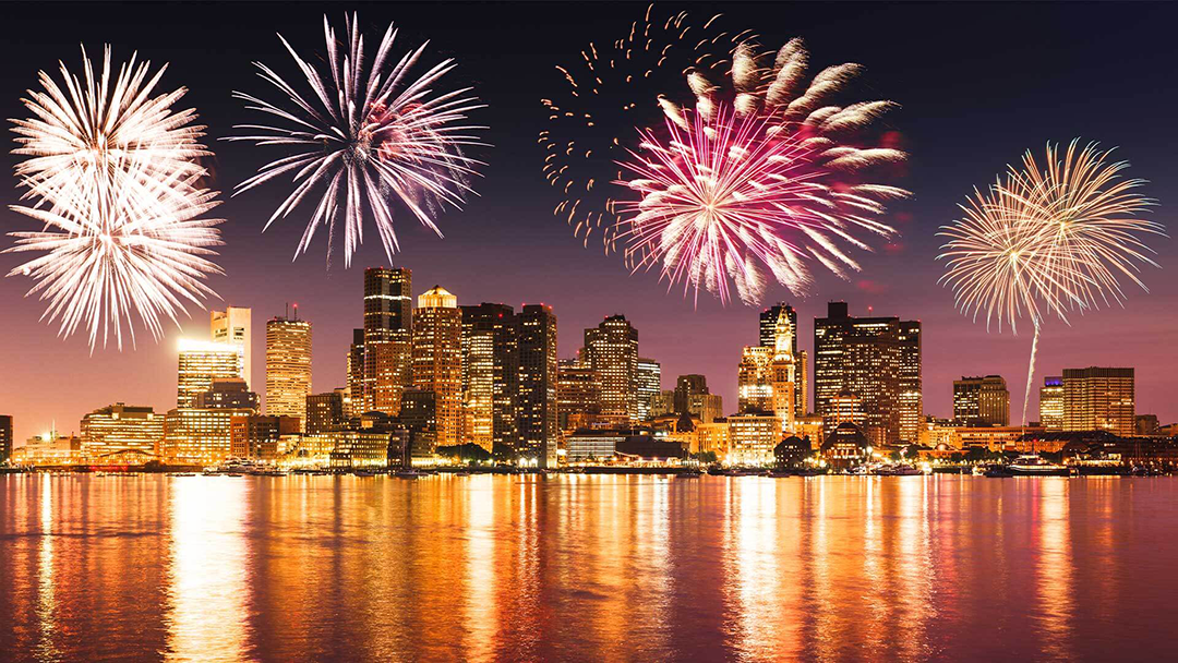 fireworks of the city of Boston